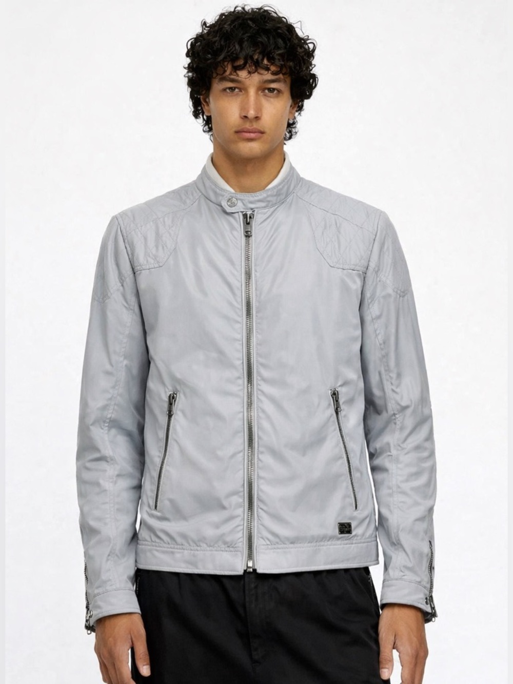 Diesel Light Grey Moto Jacket Size Medium